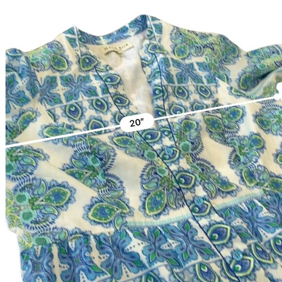 HALE BOB Long cotton pin tuck  Blue and Green Patterned Maxi Dress Size SMALL - Picture 6 of 10